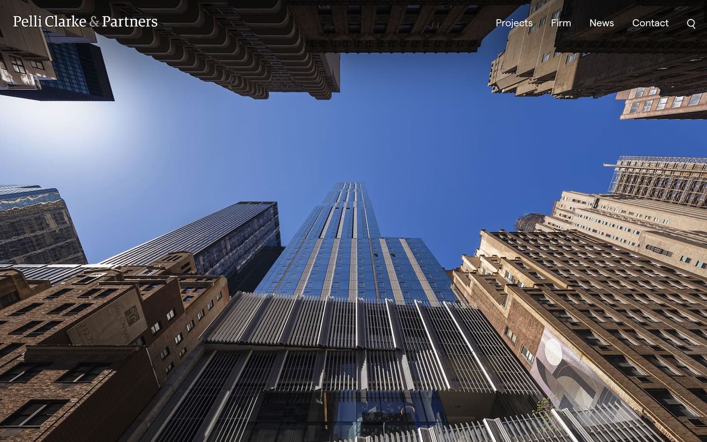 Desktop view of the Pelli Clarke & Partners website